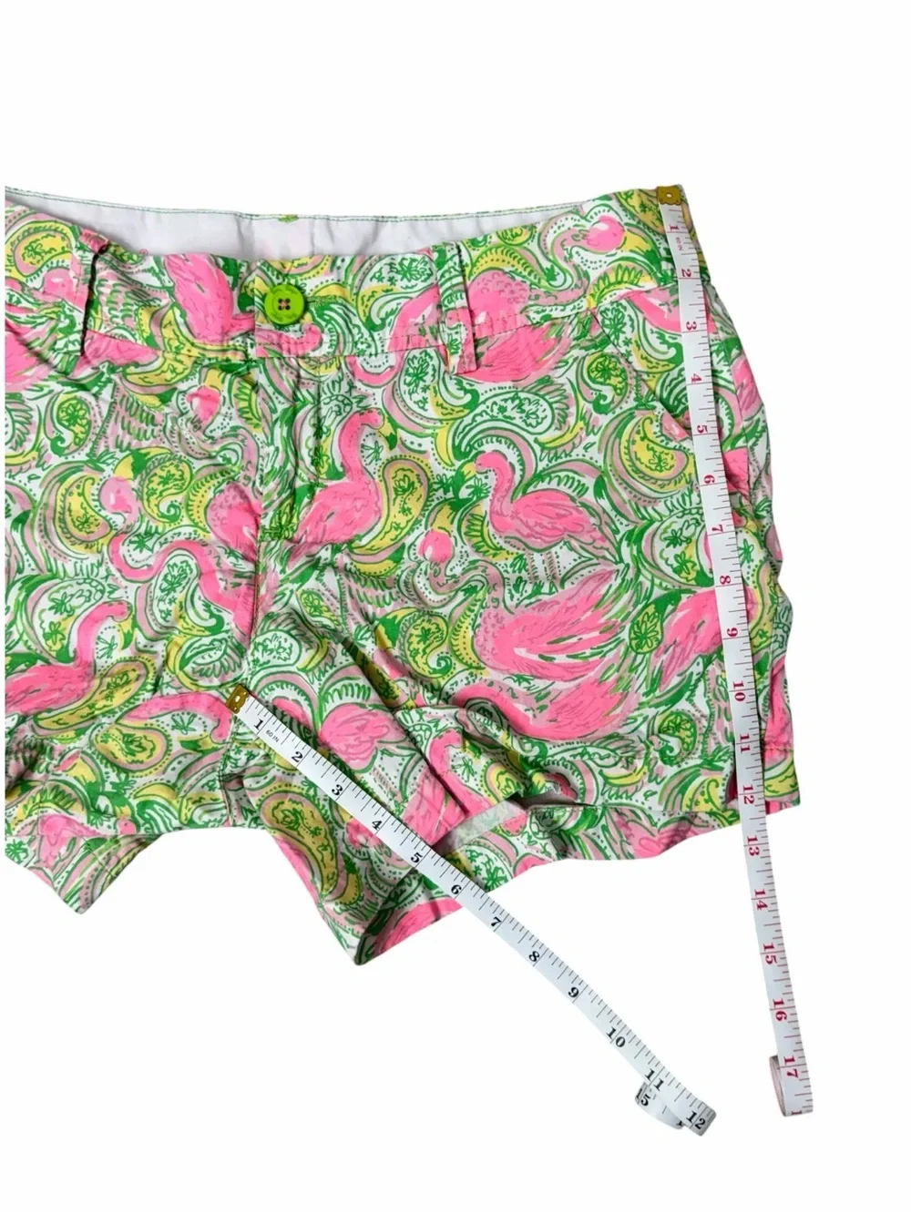 Lilly Pulitzer Pink Flamingo & Lime Paisley High-Rise Shorts